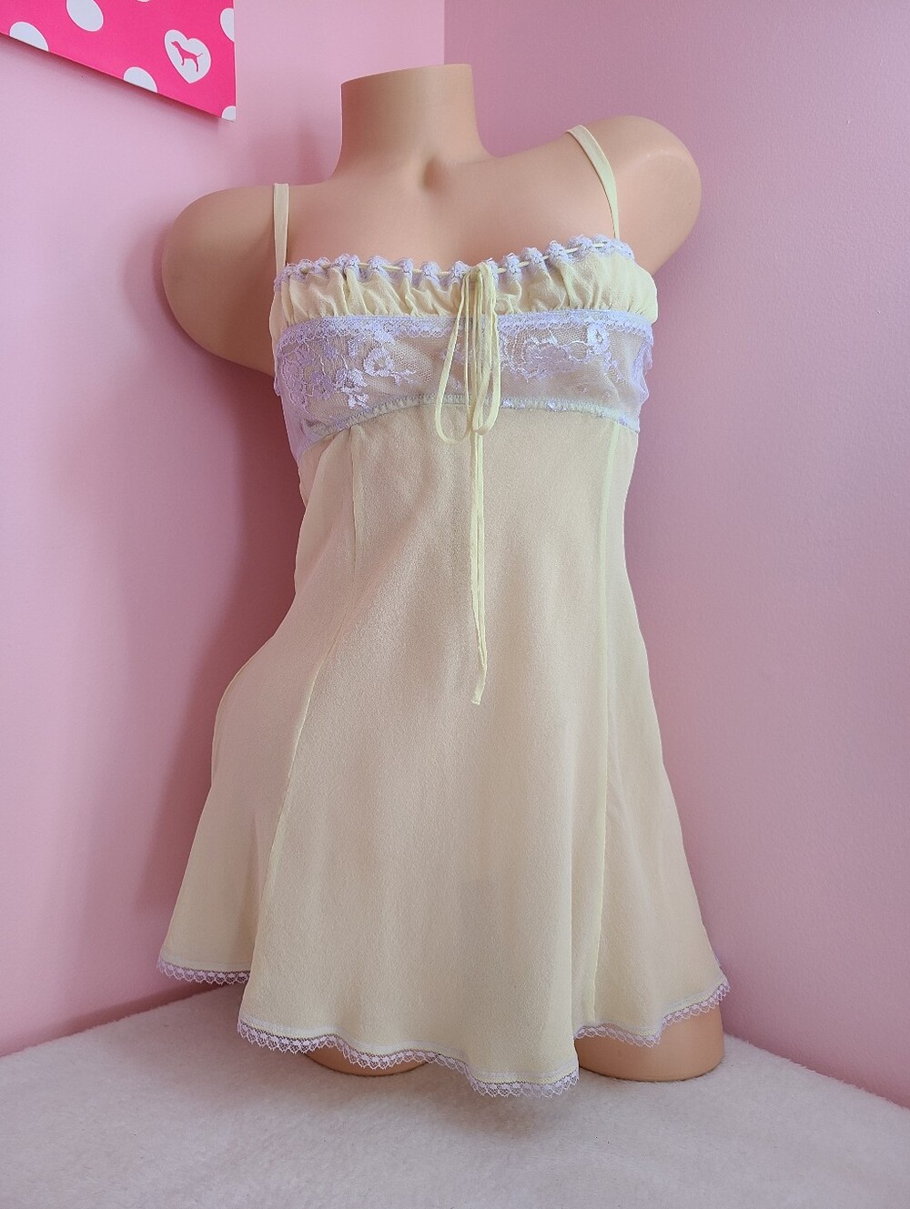 Rare Vintage Y2K Victoria's Secret 100% Silk Milkmaid Babydoll Slip Dress Sz Sm